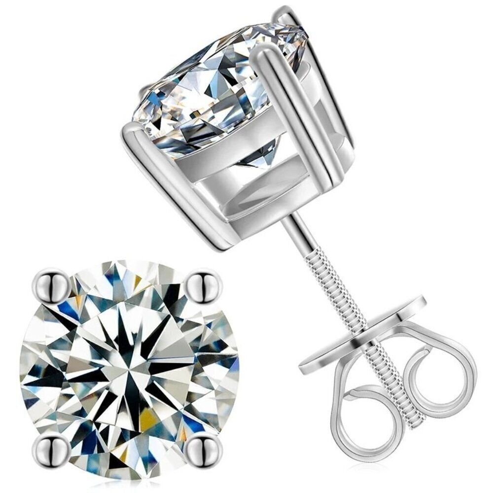 Certified 8ct. t.w.  Moissanite Earrings Solitaire Stud  in screw back,  4 prong